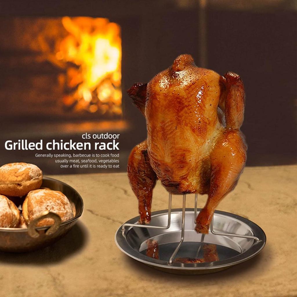 1 Piece Chicken Grill Stainless Steel Nonstick Thickened Metal Chicken Grill BBQ Accessories BBQ Cooker and Grill for Outdoor Parties