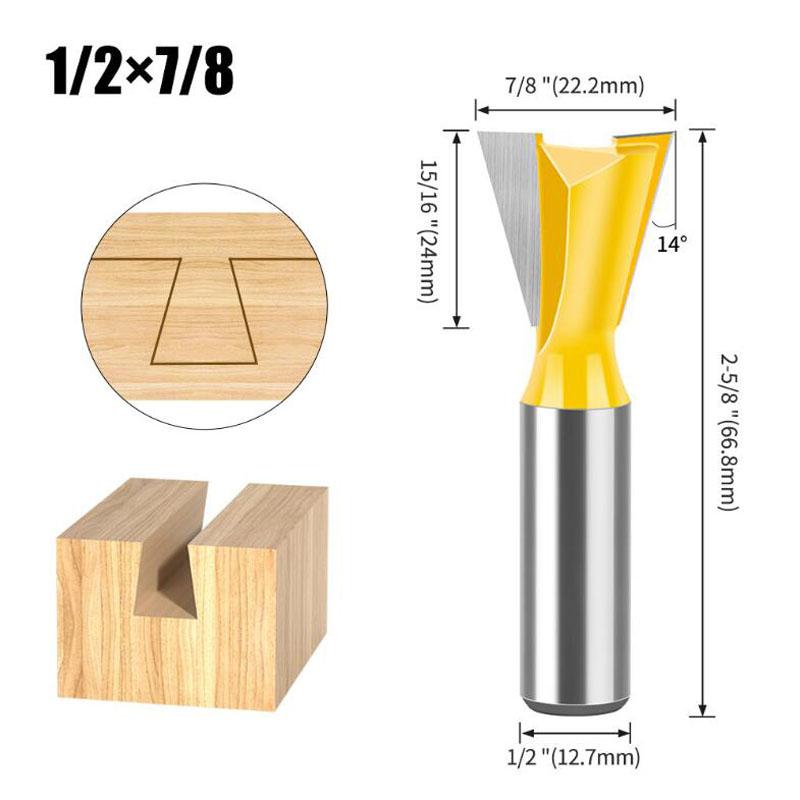 1Pc 6.35mm 12.7mm Shank Dovetail Joint Router Bits Set Dovetail Joint Router Bits Set 14 Degree Milling Cutter For Wood