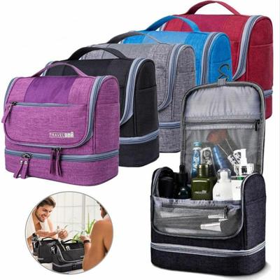 Foldable Toiletry Washbag with Hanging Hook Waterproof Women Bathroom Cosmetic Storage Bag Large Capacity Travel Men Makeup Case