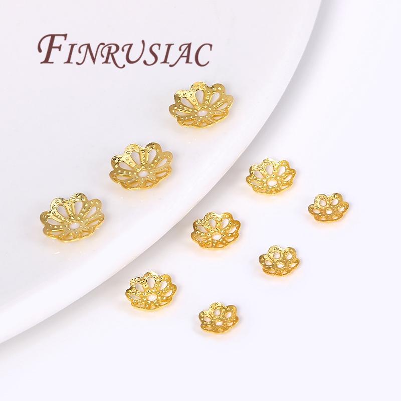 18K Gold Plated Bead End Caps For Jewelry Making Supplies Spacer Bead Caps DIY Accessories