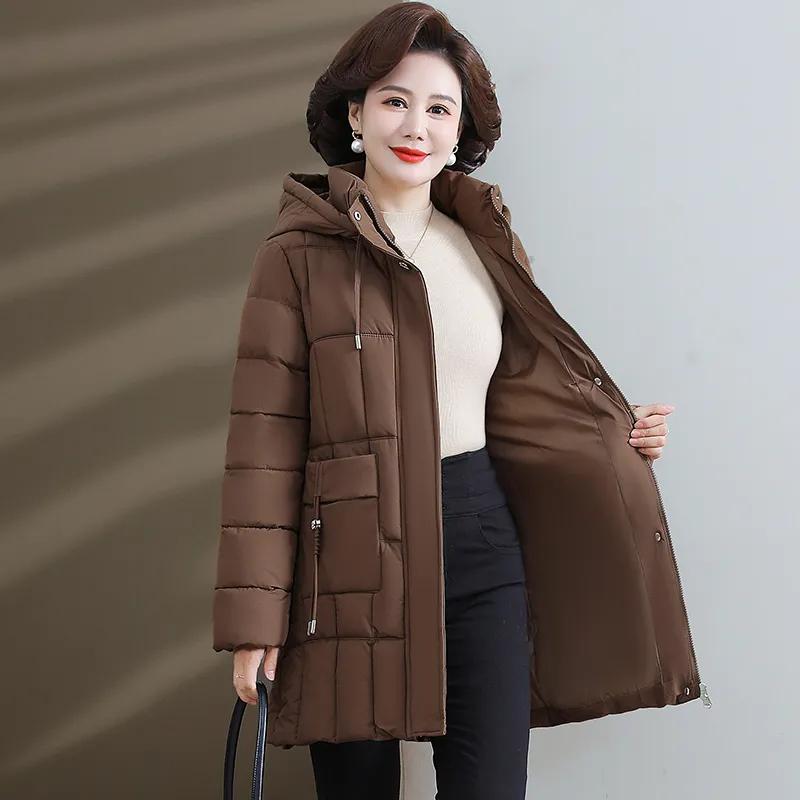 Mother's Winter Down Padded Jacket, Mid-length Padded Jacket, Western Style Middle-aged and Elderly Women's Winter Thick Warm Padded Jacket