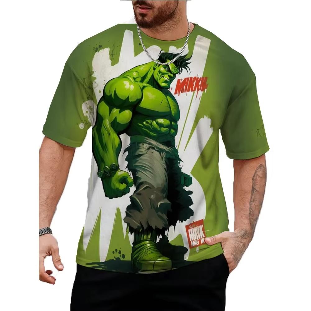 Hulk 3D Kreskówkowy T-shirt Męski Letni Nowy Krótki Rękaw 3D Nadruk Codzienny Okrągły Dekolt Sportowy T-shirt Uliczny Męskie Góry Ubrania