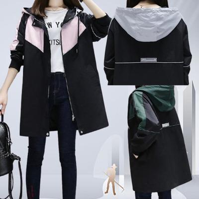 Oversized Women's Windbreaker with Lining Spring Autumn Casual Temperament Zipper Dovetail Jacket with Hooded Female Sports Coats
