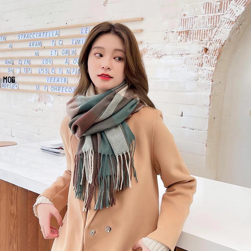 2025 Autumn/Winter Mid-Length Warm Plaid Scarf: Japanese & Korean Sweet Fashion Shawl