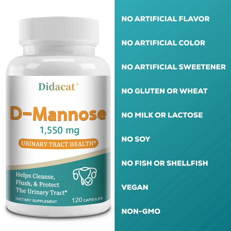 D-Manosa 1550 mg Suplemento Dietético, 120 Cápsulas Vegetarianas por Botella