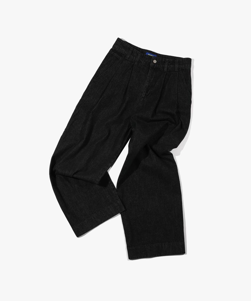 Seleuji Double-Pleat Wide Denim Pants V8_Black