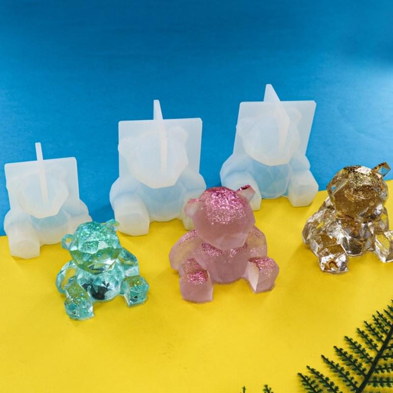 3D Geometry Little Bear Candle Decorative Ornament Silicone Mold Suitable for Epoxy Diy Crafts Jewelry Making Home Decor