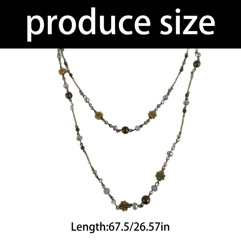 Retro Style Floral Bead Collarbone Chain Necklace With Aged Finish Alloy Jewelry Piece Perfect For Daily Wear