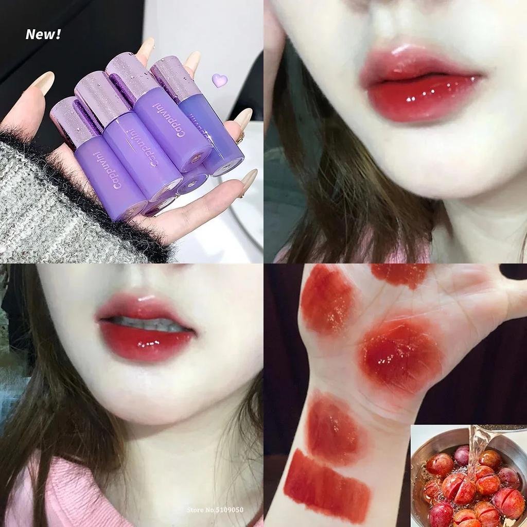 Lip Gloss Sexy Purple Red Mirror Water Lip Glaze Moisturizing Jelly Long Lasting No Sticky Liquid Lipstick