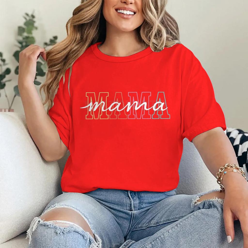 Hot Sales Mother's Day Gift T-shirts for Women Retro "MAMA" Graphic Print Graphic T Shirts Funny Gift for Mama Short Sleeve Tee