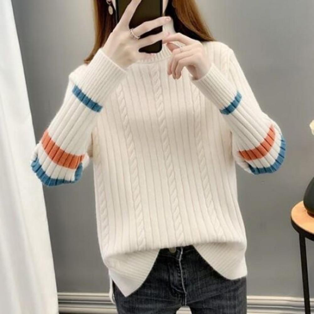Navava Turtleneck Ribbed Knit Top Nk2779