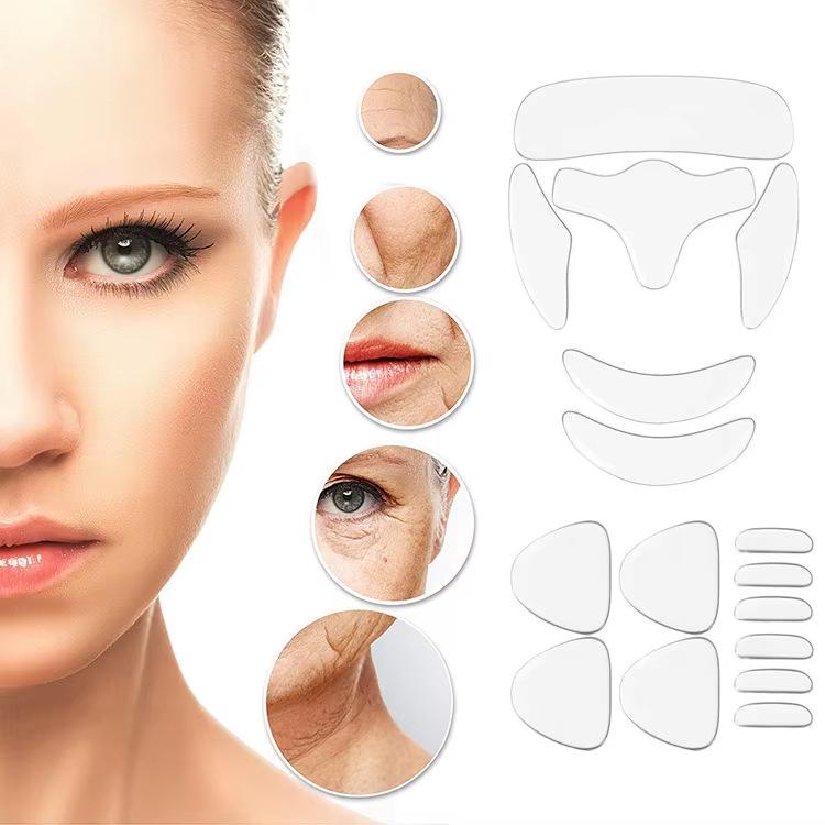 Reusable Silicone Anti-Wrinkle Patch Set: Neck, Forehead, and T-Shaped Breast (11 Pieces)