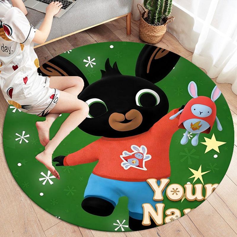 Bing Custom Name Round Area Rug,Carpet Rug for Living Room Bedroom Sofa Playroom Decor,Non-slip Floor Mat