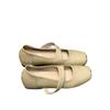 Sheepskin version~ French square head ballet evening breeze gentle shoes temperament advanced sense word with women's shallow mouth single shoes
