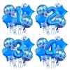 Blue Birthday Balloons Set 32inch Blue Number Stars Foil Ballon Boys Happy Prince Navy Ocean 1st 2nd 3rd 4th Birthday Balloon