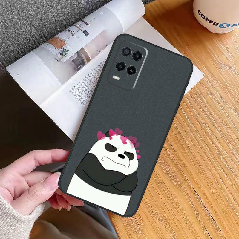 Cartoon Panda Bear Case For OPPO A17 A16 A15 A78 A98 A54 A74 A94 A76 A96 A77 A52 A72 A5 A9 A53 A54s A57s Cover