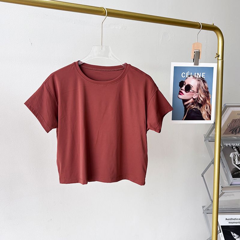 Lu Same Sports T-shirt Women's Short Summer Thin Quick-Drying Loose Breathable Outdoor Sports Yoga T-shirt Workout Clothes