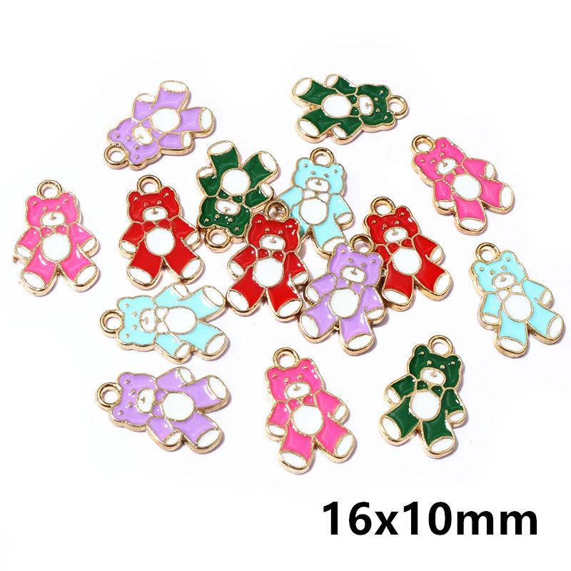 20pcs Random Colors Mix Enamel Bird/Cat/Dog/Bear Cut Animal Charms Pendant Alloy Metal DIY Jewelry Making for Bracelet Necklace