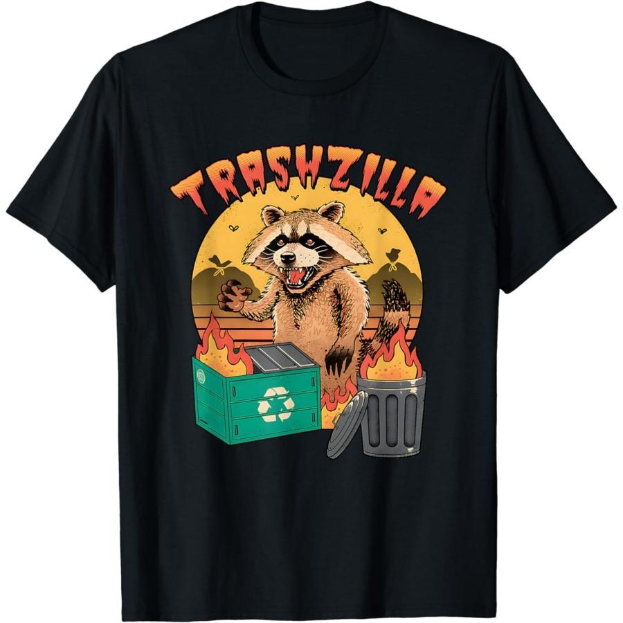 Racoon with A Dumpter File Trashzilla Retro T-Shirt S