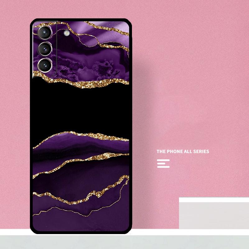 Teal Blue Gold Agate Marble Phone Case For Samsung Galaxy S26 S23 Ultra S20 S21 S22 S24 S25 Plus S10 S25 FE Cover Coque