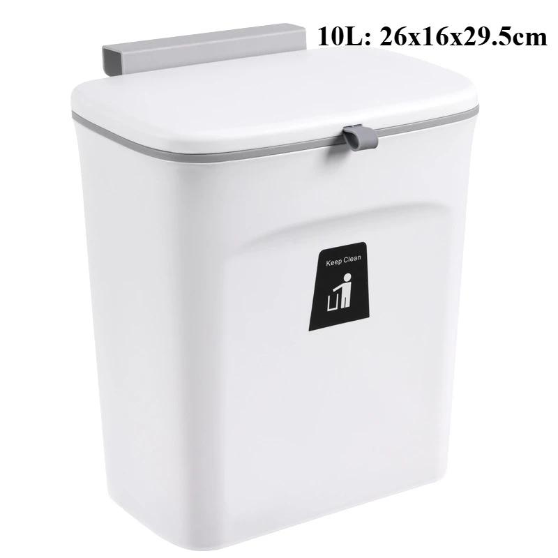 7/10L Wall Mounted Trash Can Household Galley Waste Bin Hanging Bathroom Trash Can with Lid Food Garbage Bin Kitchen Accessories