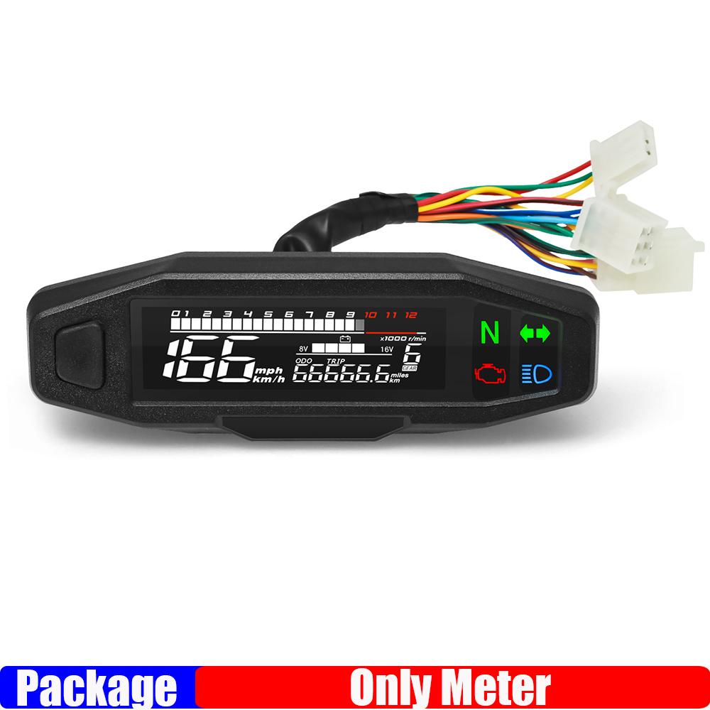Universal LCD Digital Motorcycle Meter Speedometer Odometer RPM Fuel Meter LCD Digital Gauge Turn Signal Light for All Motor