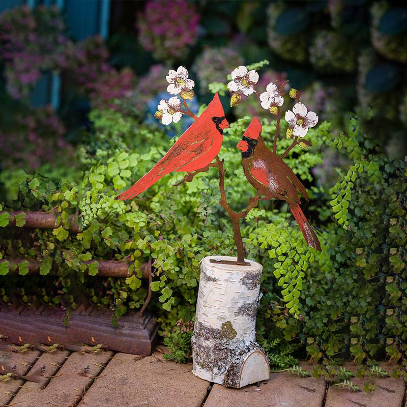 

1PC Garden Stake Insert Ornaments Metal Bird Silhouette Bird Statue Birds On Branch