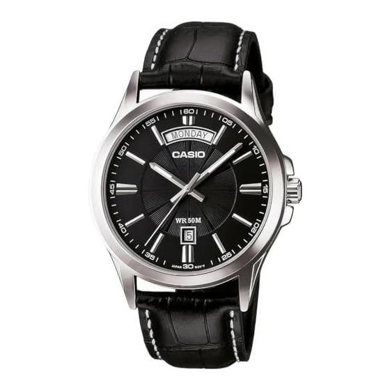 [Casio] Мужские аналоговые кварцевые часы CASIO MTP-1381L-1AV, черные, модель Overseas [Параллельный импорт]