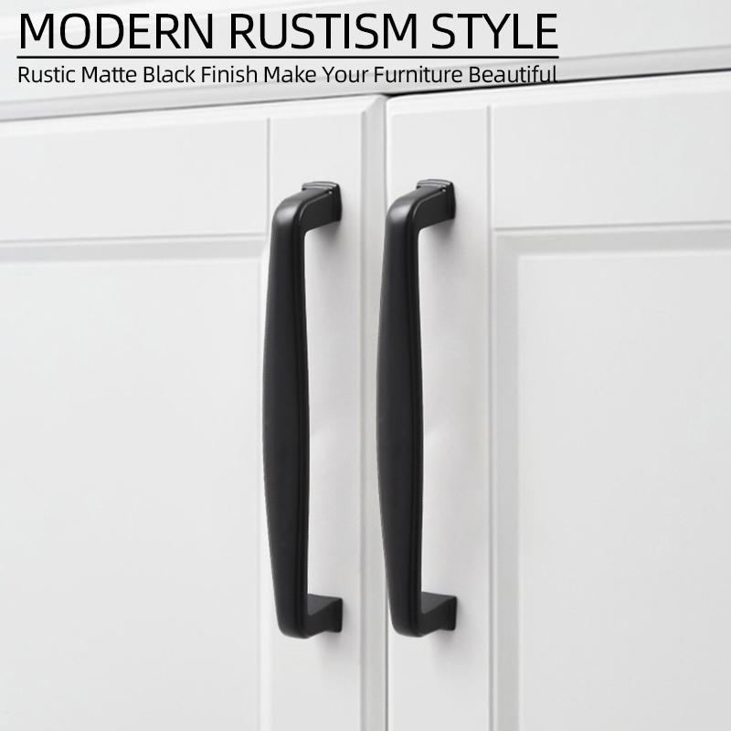 Oukali Hot Sales Modern Furniture Cabinet Handle Drawer Kitchen Wardrobe Dresser Matt Black Knob Handles