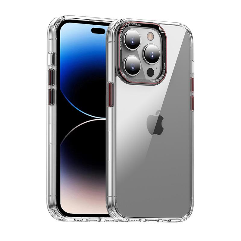Transparent Anti-Drop Metal Color Block Case for iPhone 13/14/14 Pro Max
