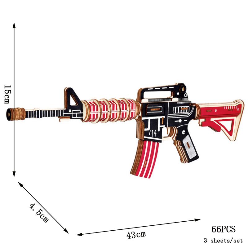 Wooden Assembly Gun Puzzle Model Pistol Rifle Ak47 3D Toy Gun Model Cannot Shoot Educational Toys For Children Adults Boys Gifts