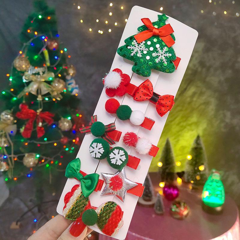 Children s Christmas Sequin Hair Clip Set: Cute Fringed Red Hairpins