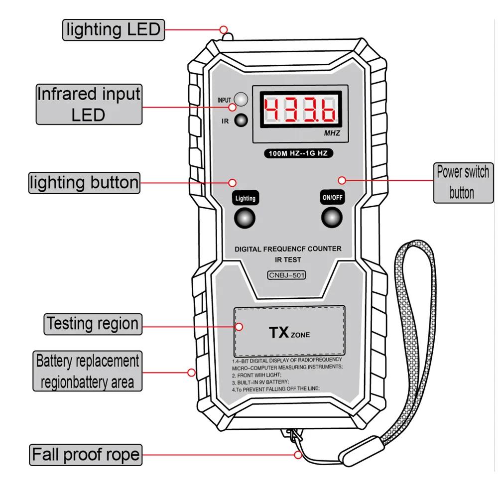 Car Keys Infrared Frequency Tester 100M-1GHZ Digital Electronic Infrared Frequence Counter Test Instrument with Illumination