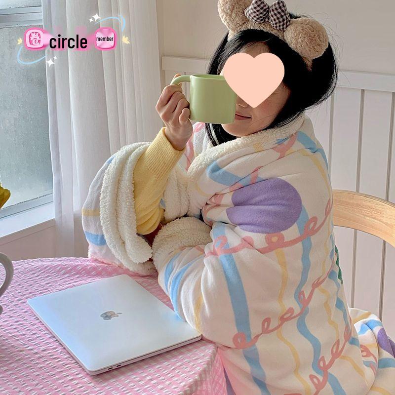 Cozy Lamb Fleece Blanket - Soft, Warm Shawl for Office, Sofa, or Dorm Naps.