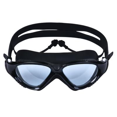 Óculos de natação para adultos de alta definição, protetores auriculares de uma peça, óculos à prova d'água e de neblina, óculos de natação de armação grande para homens e mulheres