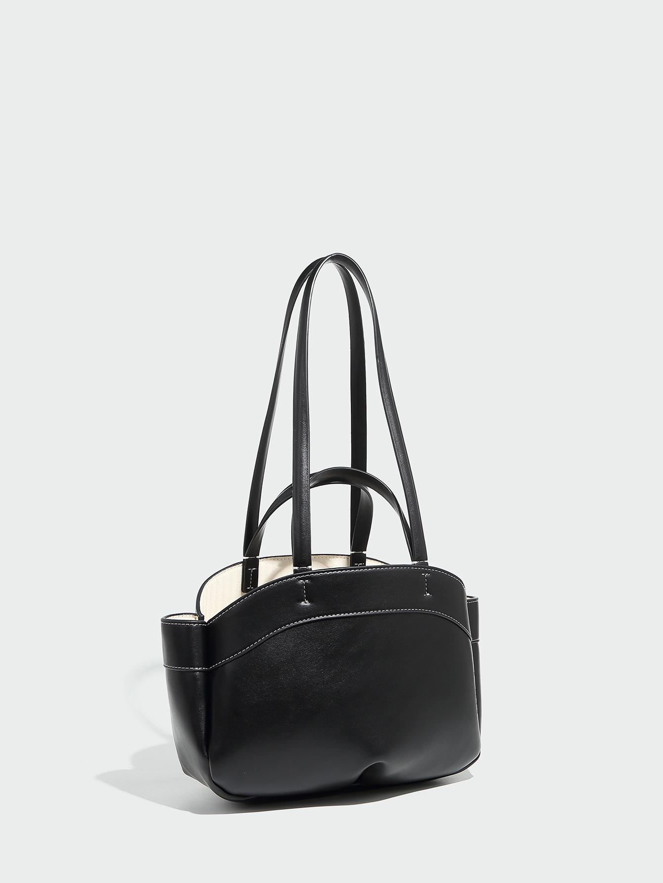 

Модная осенняя сумка-тоут большой вместимости для мамы и ребенка - трендовая сумка на одно плечо для покупок чёрный