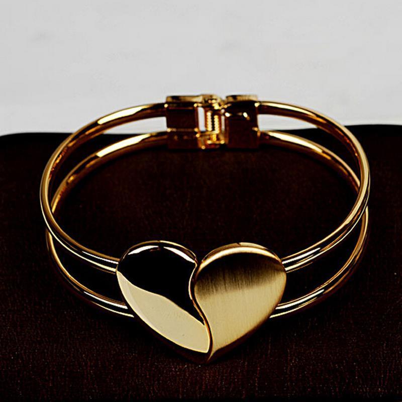 New Women Heart Bracelet 18K Gold Plated Bracelet Multilayer Chain Bangle Gift
