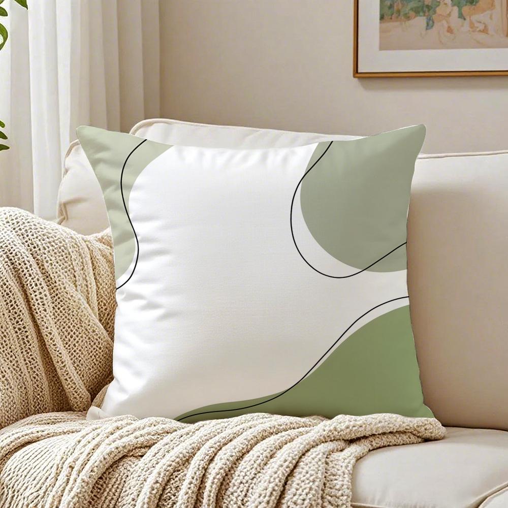 Minimal Casual Simple And Stylish Green Cat Cushion Cover Washable Linen Pillowcase Soft For Daily Sofa Bed Home Room Decor