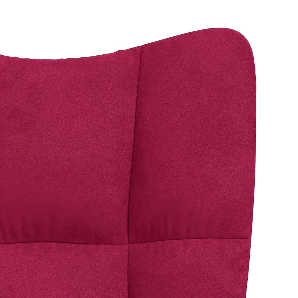 Recliner Chair with Footstool Burgundy Velvet