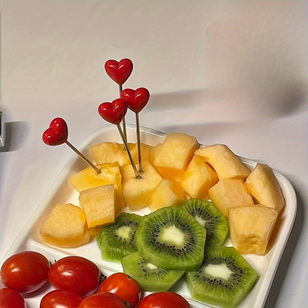 [Romantyczne widelczyki w kształcie serca] Romantyczne widelczyki do owoców w kształcie serca ze stali nierdzewnej 304 | Trwałe naczynia imprezowe na Walentynki, Boże Narodzenie, Wesela