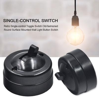 Black Surface Old-fashioned 6A Light Single-control Switch Button Switch Toggle Switch