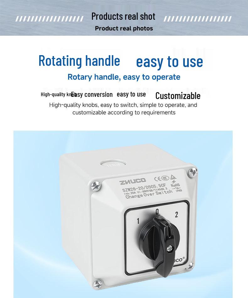 Zhuochao SZW26-20/D505.5CF 5-Sect 3-Speed Waterproof Dustproof Rotary Switch