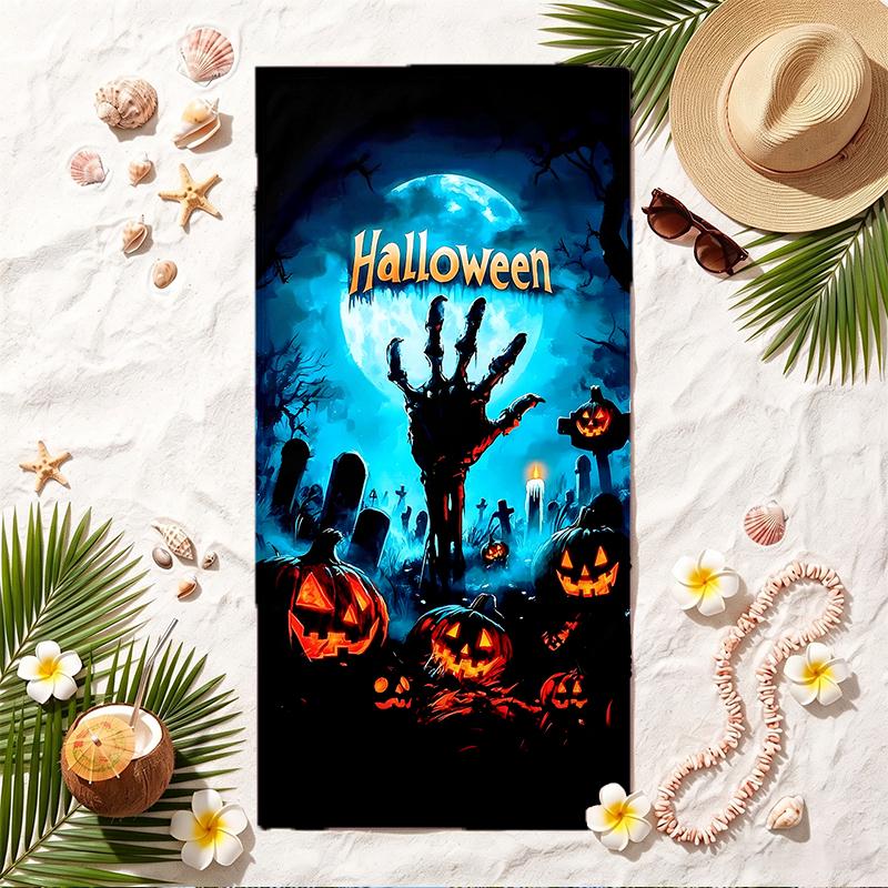 Happy Halloween Soft Beach Towel Stylish Beach Pool Towel for Summer Seaside Vacation Travel
