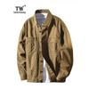 TW Spring and Autumn American Vintage Cargo Jacket Men's Loose Casual Long Sleeve Outerwear Thin Heavy Washed Pure Cotton