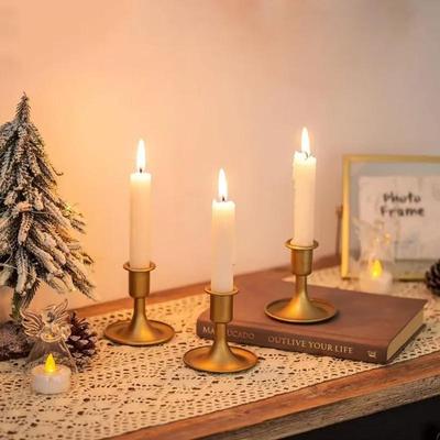 Retro Metal Chamberstick Candle Holder Sturdy Portable Handle Matte Texture for Office Reception Desk Decor