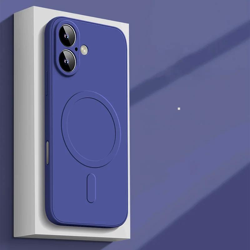 

для Magsafe Liquid Silicone Phone Case для iPhone 16 Pro Max 15 14 Plus 13 12 Mini 11 Pro XS Max Матовый мягкий чехол For iPhone 16