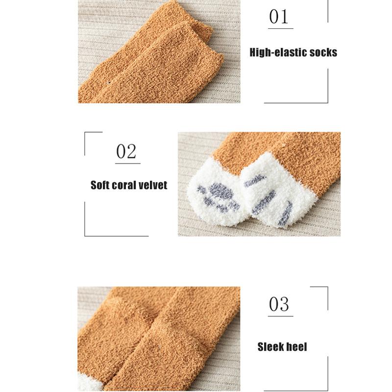 Winter Warm Fluffy Socks Thickened Cute Cat Paw Socks Super Soft For Female House Sleeping Floor Sox Home Clothing Accessories