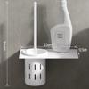 Toilet toilet brush set with no punching, bathroom wall mounted space aluminum brushed gold toilet brush holder cleaning brush