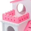 Yousheng Hamster House Ventilated Design Double Layers Wooden Hamster Hideout Accessories Toy for Guinea-pig