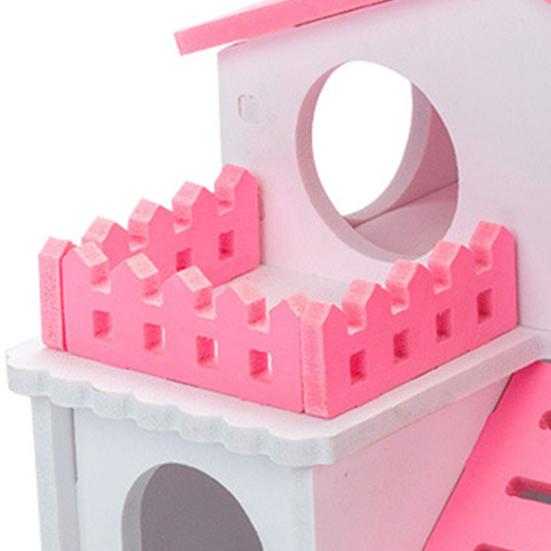 Yousheng Hamster House Ventilated Design Double Layers Wooden Hamster Hideout Accessories Toy for Guinea-pig